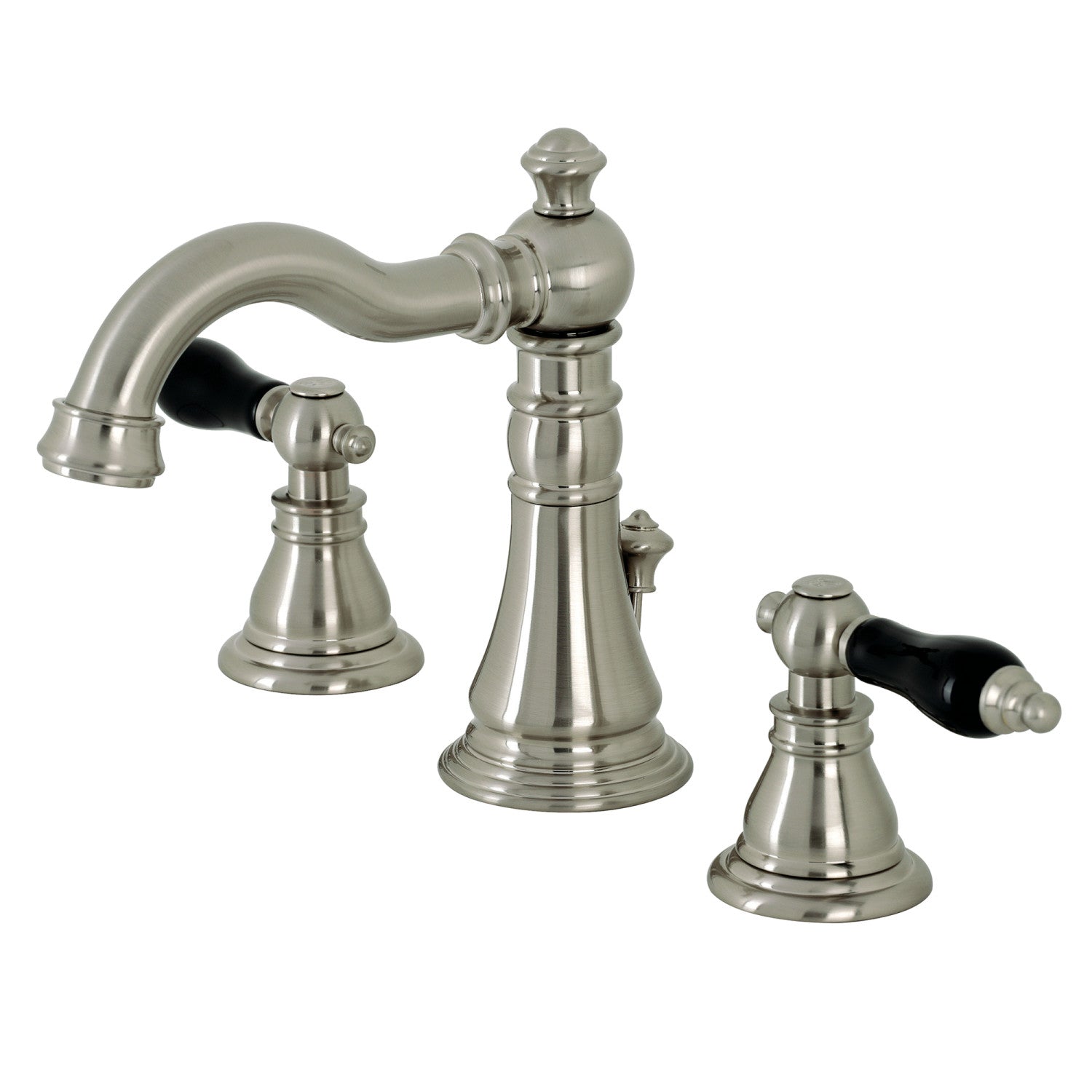 Kingston Heirloom FSC1978AKL - Duchess Two-Handle 3-Hole Deck Mount Widespread Bathroom Faucet with Pop-Up Drain, Brushed Nickel — image 1